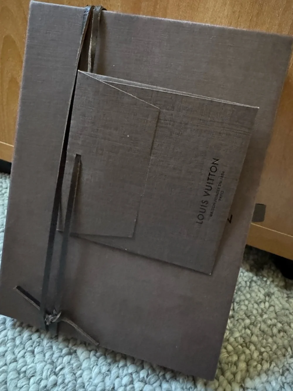 Louis Vuitton Brown Empty Drawer Slide Pull Out Box Ribbon Card 7.5 x 5.5 x 1.5